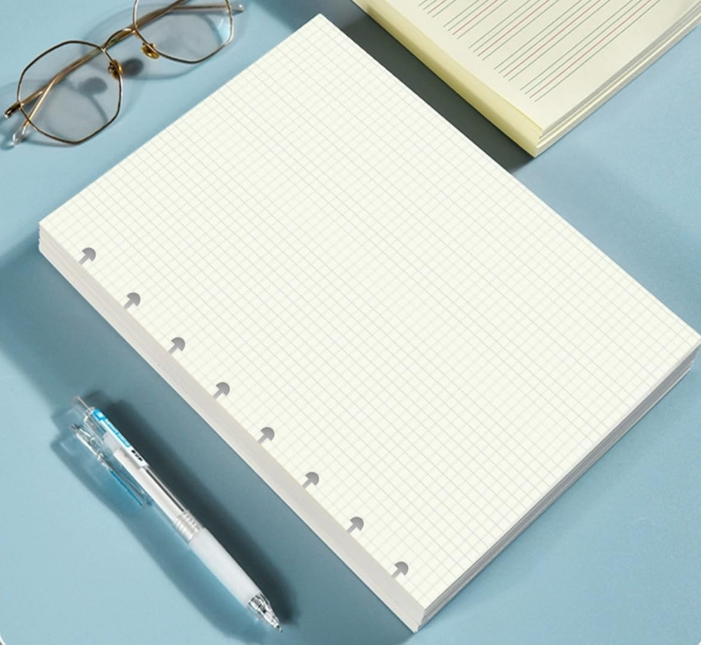A5 TUL Discbound Grid Refill Paper, 8-Disc Discbound Graph Paper, 100Sheets