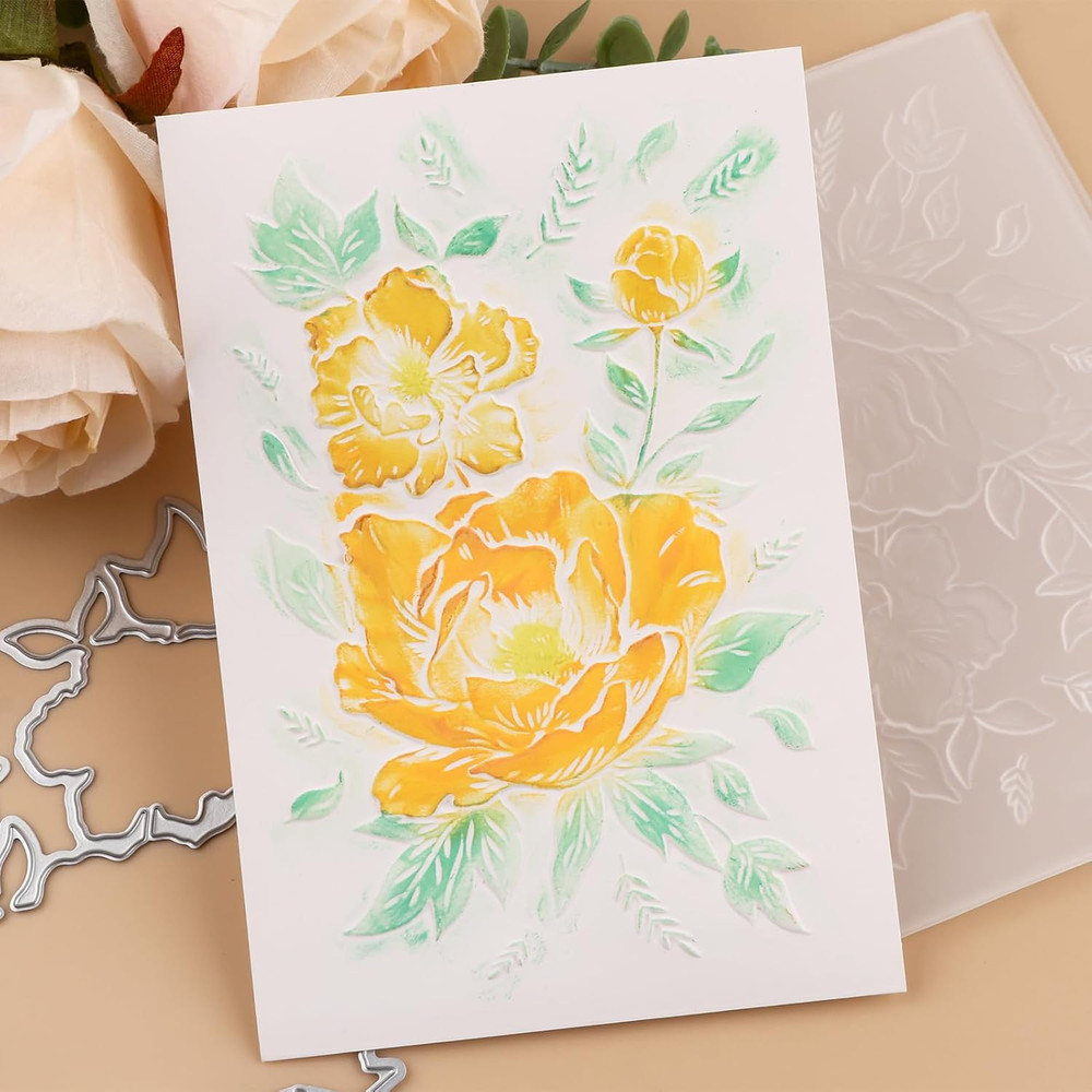 3D Embossing Folder for Card Making,Flower Clear Plastic Texture Fades Embossing