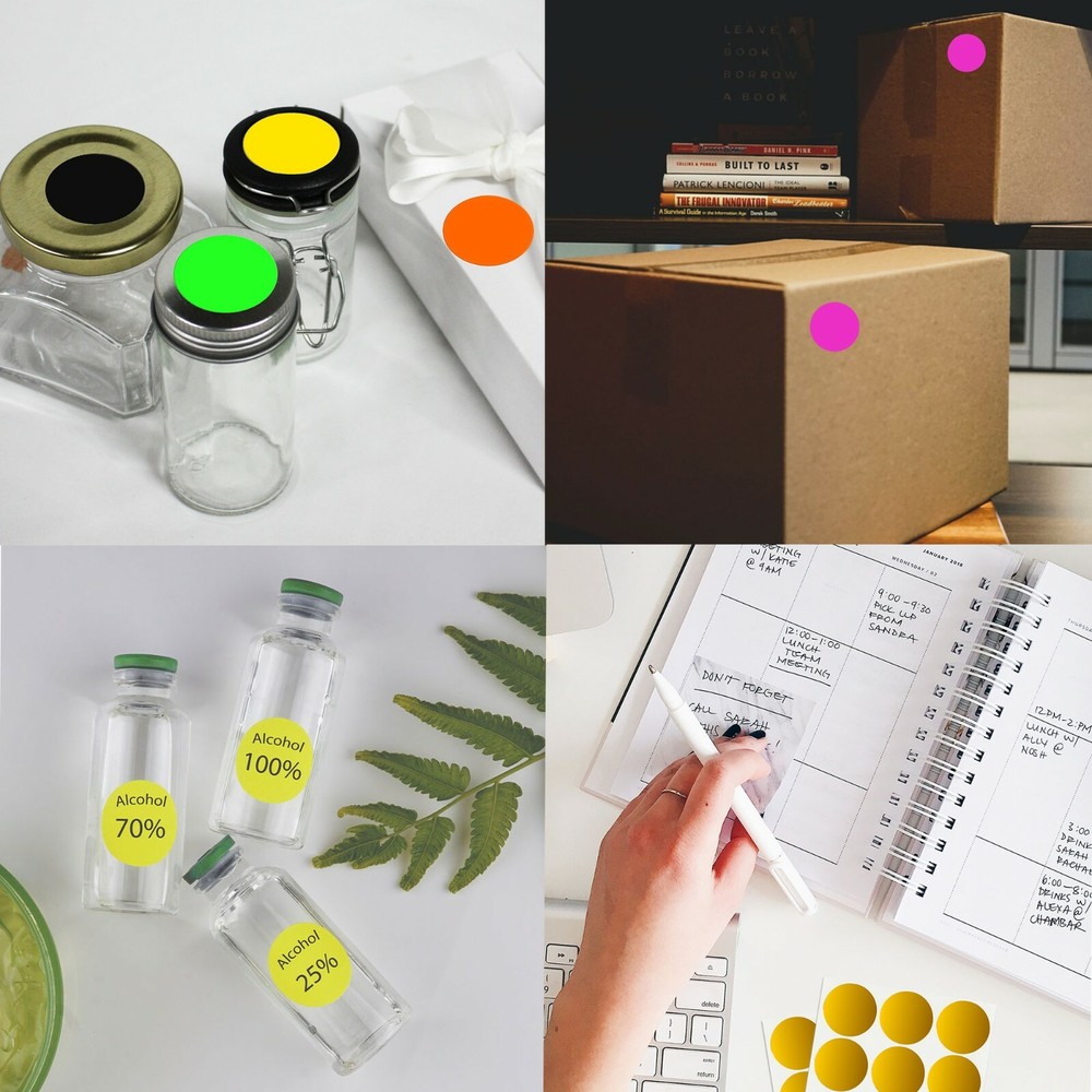 Round Stickers 1.25"(30mm) Multi Color Coded Dot Circle Label 225 Pack 13 Sheets