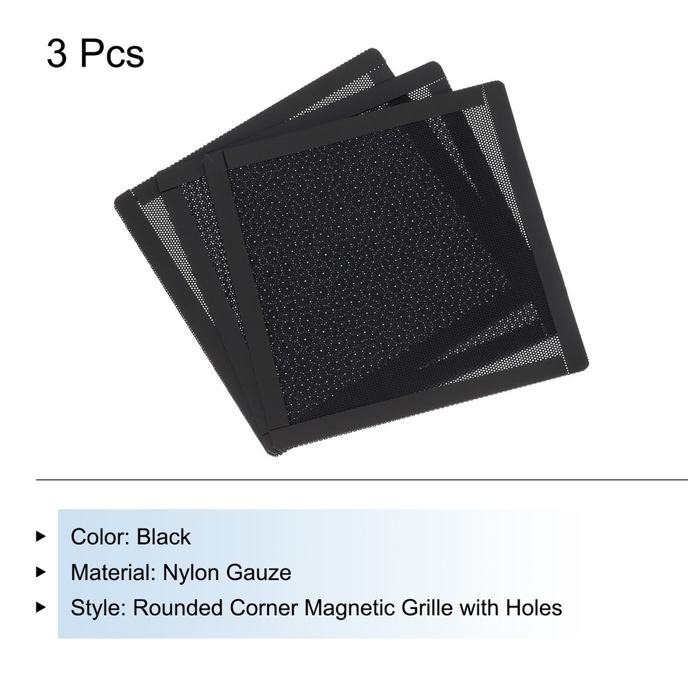 3PCS PC Dust Filter 150x150mm Magnetic Frame Computer Case Cooler Mesh Black
