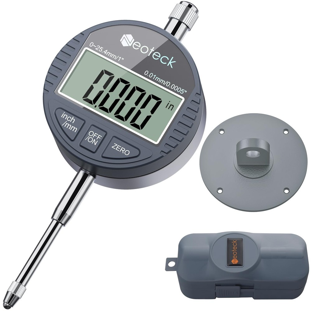 Neoteck DTI Electronic Digital Dial Indicator 1 0-1''/0.0005'', Silver gray