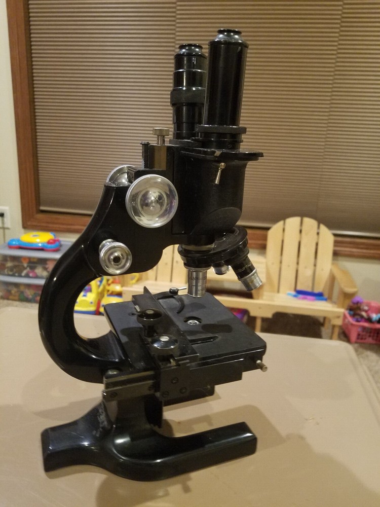 Vintage Spencer Buffalo Binocular Microscope  - Functional-in case-very nice co