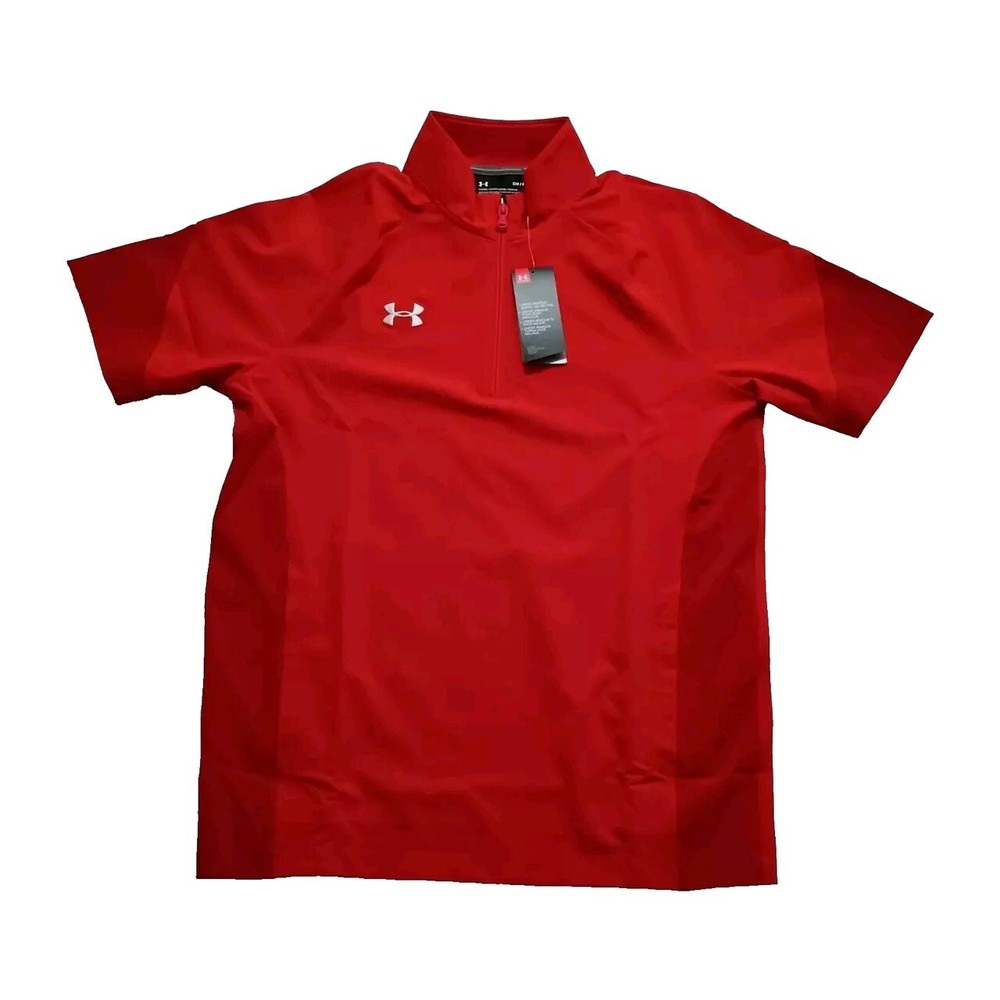 New Under Armour ¼ Zip Coach's Pullover Medium Red Storm Tech Men's Squad