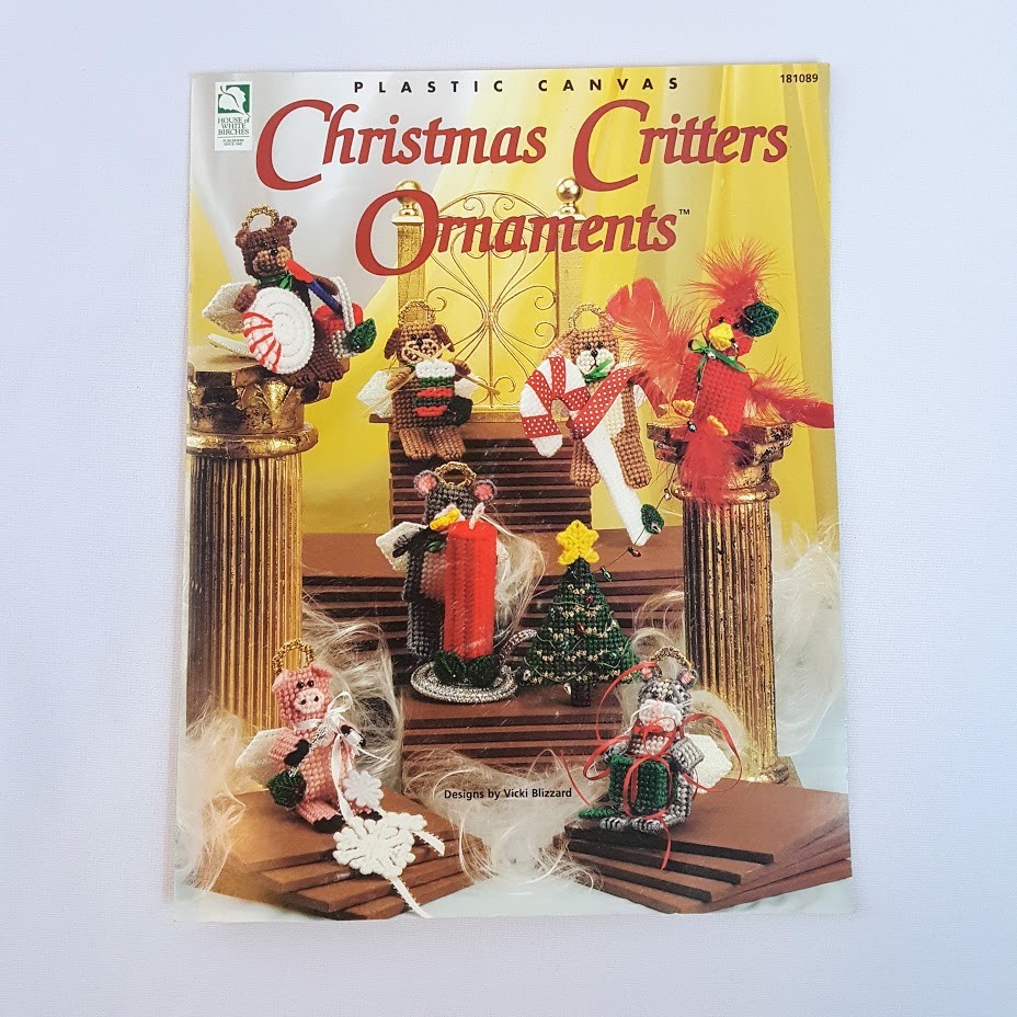 Christmas Critters Ornaments HOWB Plastic Canvas Pattern Booklet Cat Dog Pig