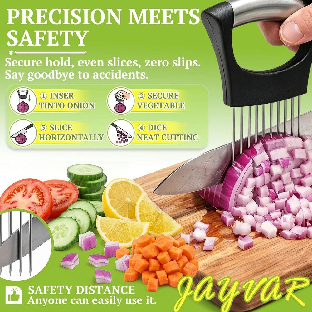 Multifunctional Kitchen Onion Slicer and Vegetable Cutter with 10 Long Needles