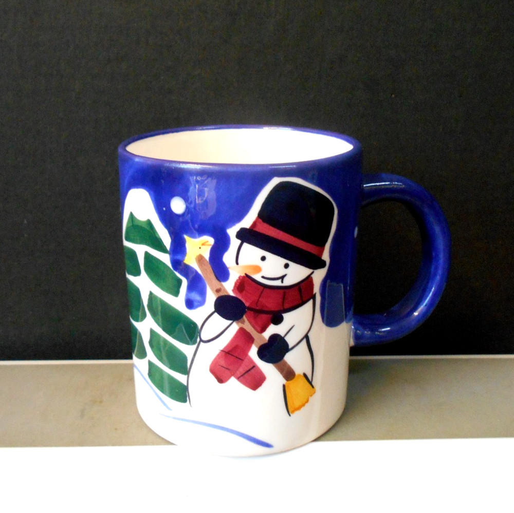 11 pc Christmas Dinnerware Set – Snowman Design Plates Bowls Mugs Stoneware