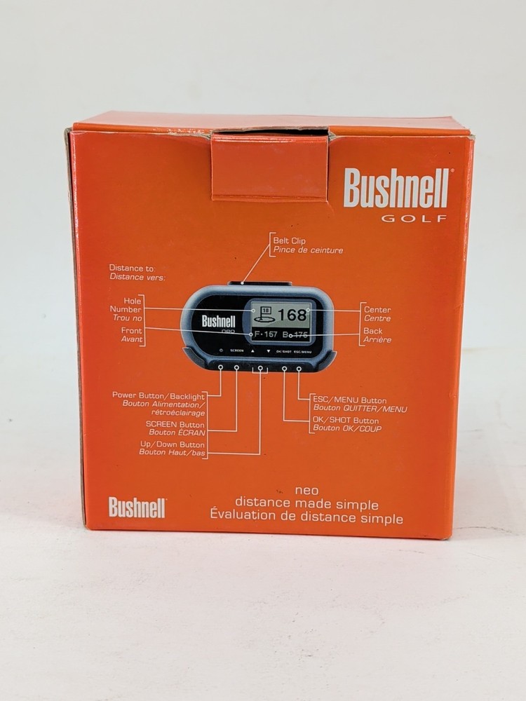 Bushnell Neo Golf GPS Rangefinder, Wall Charger USB Cable Software CD Belt Clip