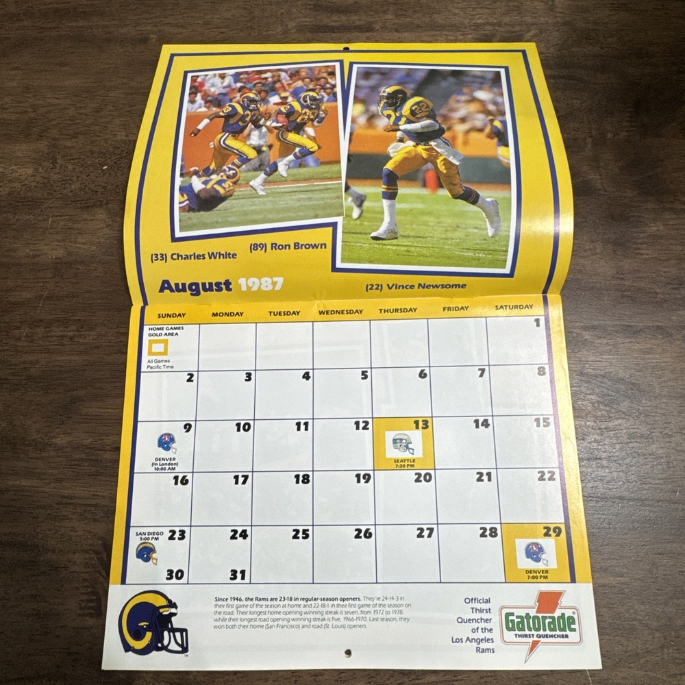 LA Rams 1987-1988 Calendar