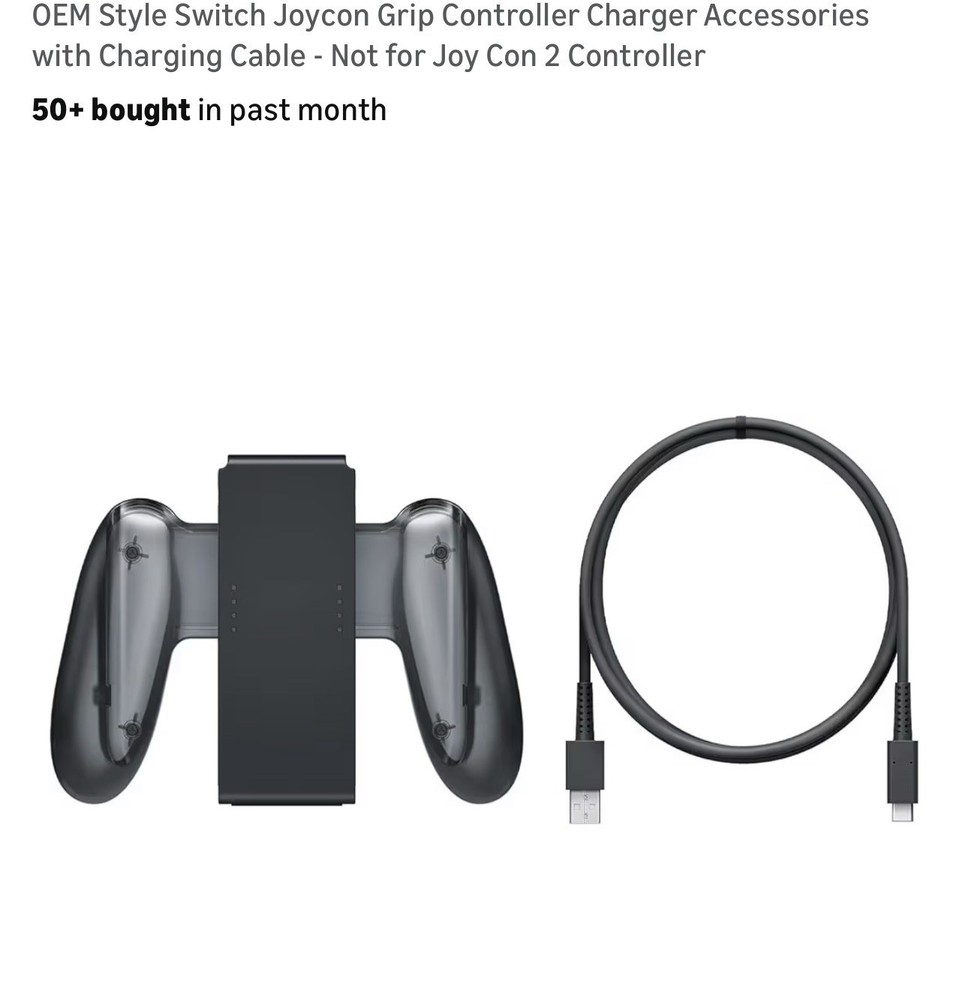 OEM Switch Joycon Grip Controller Charger w Cable Not Joy Con 2