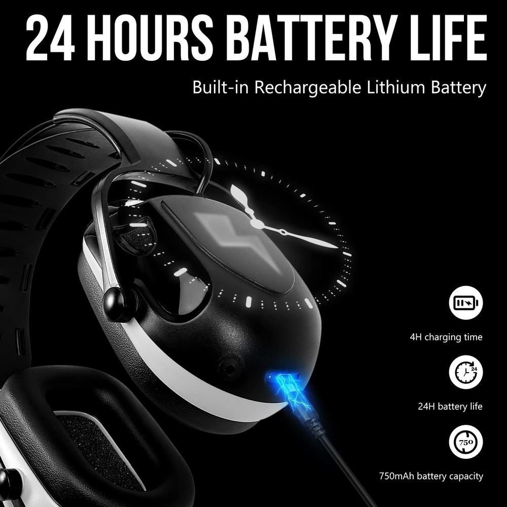 Muffpro Bluetooth Hearing Protection Ear with Large, Black
