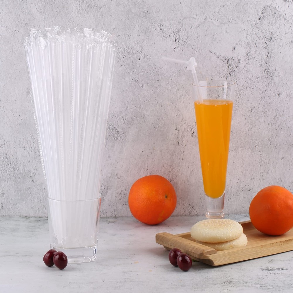 [Individually Wrapped] 100 Pcs Clear Flexible Plastic Straws, Disposable Bend...