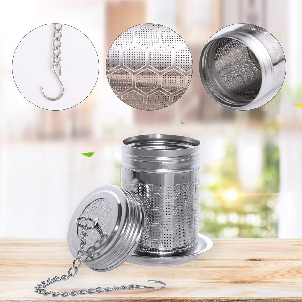 2 Pack Tea Infuser for Loose Tea, Extra Fine Mesh Tea Strainers with Drip Trays,