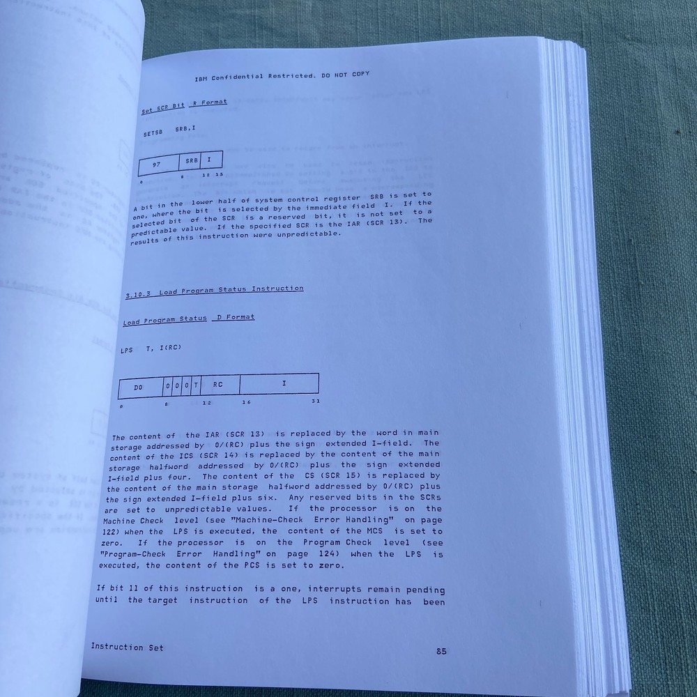 IBM ROMP Processor Copy Functional Specification 1983 Vintage Book Manual 32 Bit