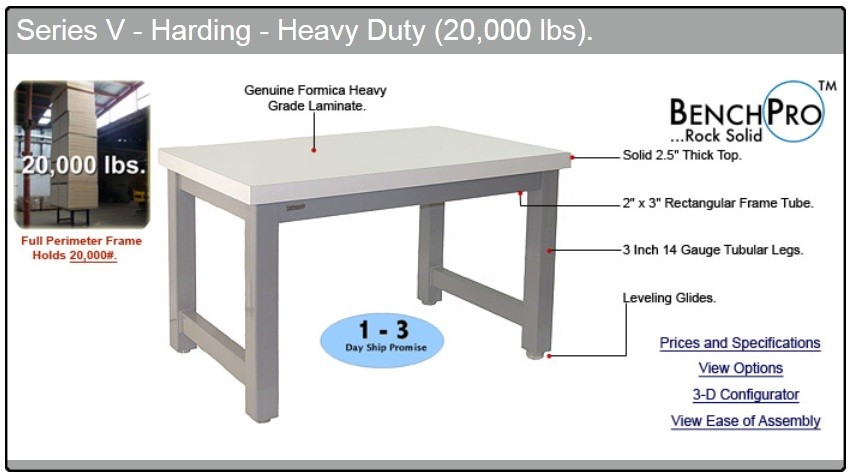 BenchPro H Solid Maple 36"D x 120"W Production Table Industrial Workbenches