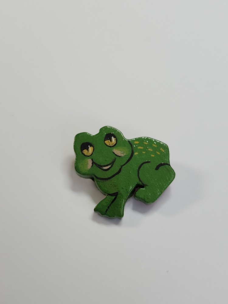 Cute Frog Lapel Pin Wood & Hand Painted