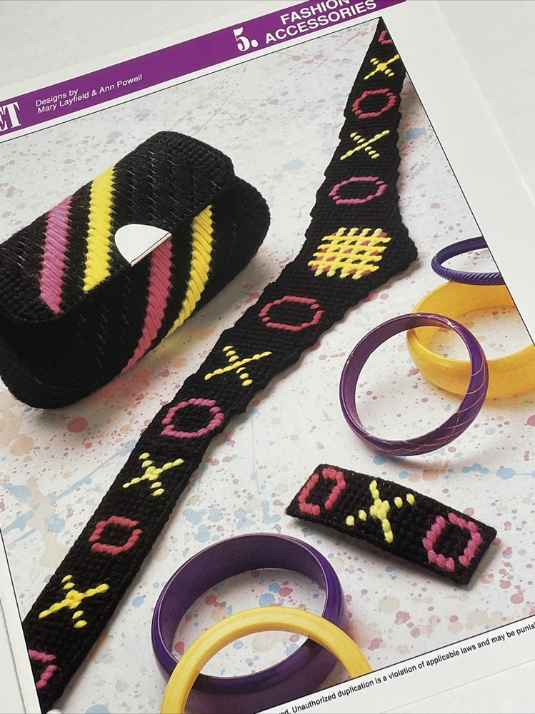 Neon Set Purse Belt Barrette Annie's Plastic Canvas Pattern