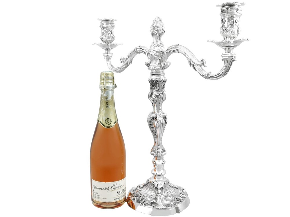 Sterling Silver Two Light Candelabrum Antique Victorian