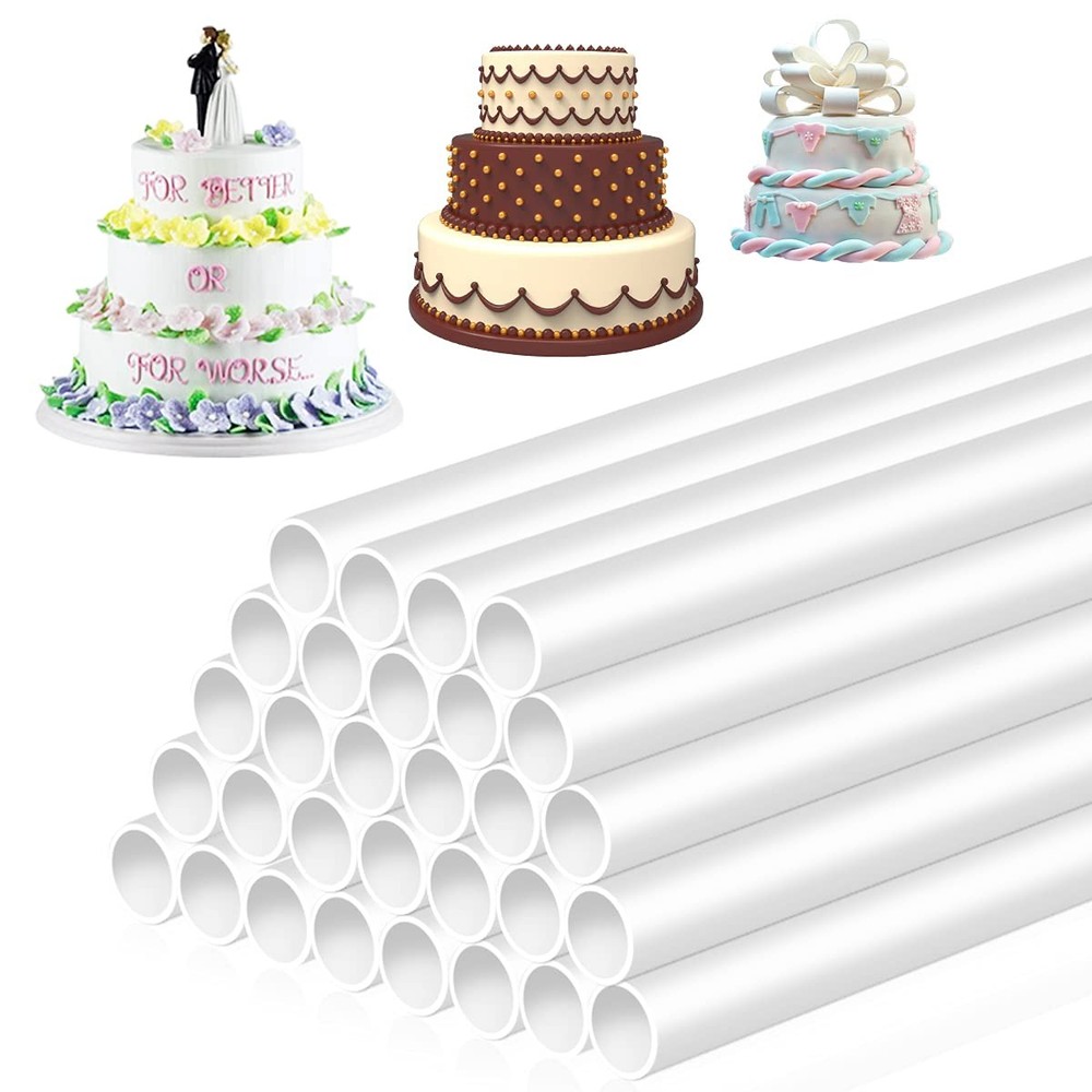 DOERDO 30Pieces Plastic White Cake Dowel Rods, 0.5 Inch Diameter for Tiered C...