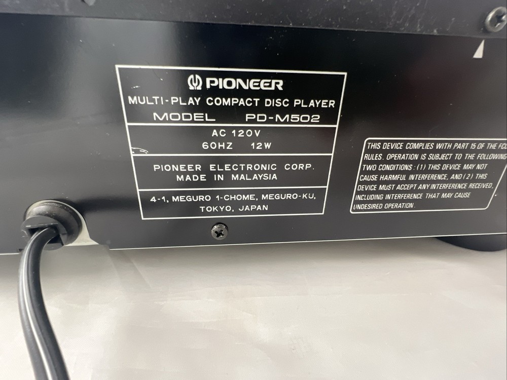 Pioneer PD‑M502 6‑Disc CD Player – Powers On – No Magazine – Untested
