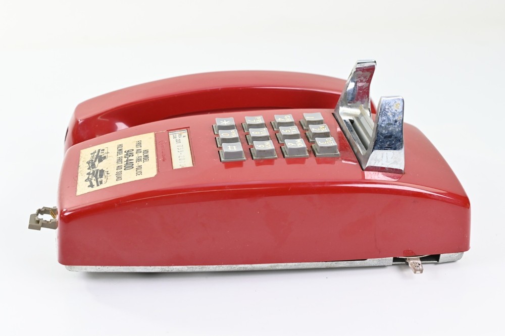 Vintage Red Bell System Wall Phone Push Button 1976 Emergency Style