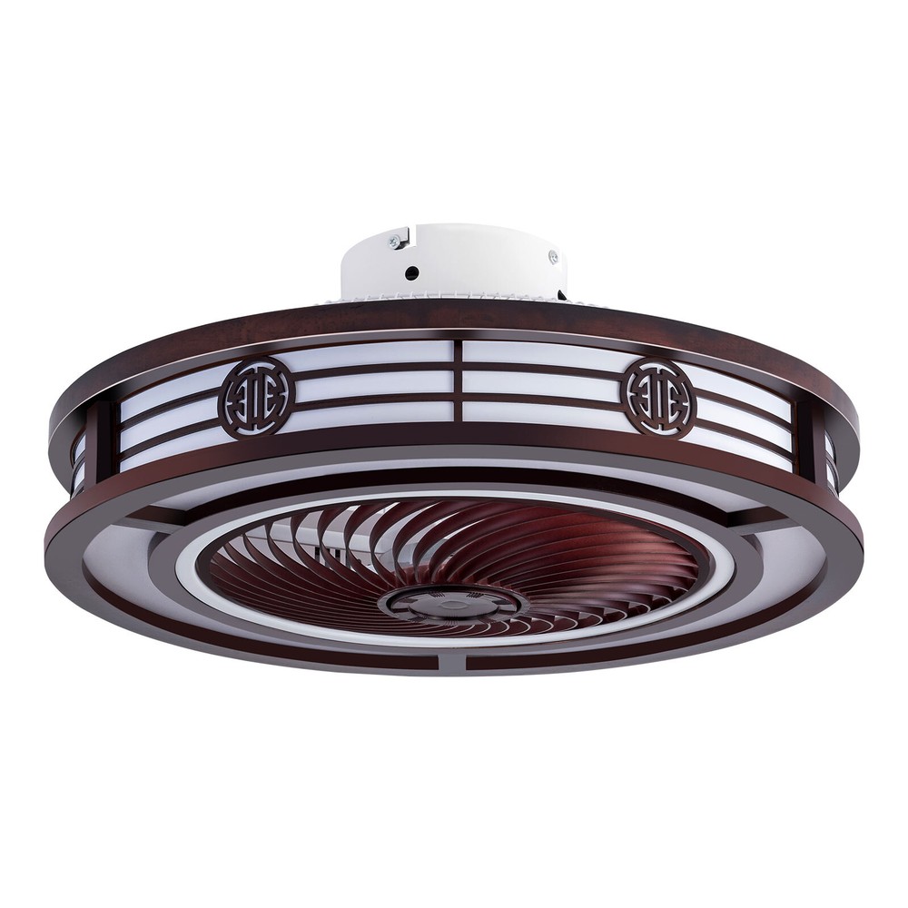 Caged Low Profile Ceiling Fan with Remote Control - Neo-Chinese Design