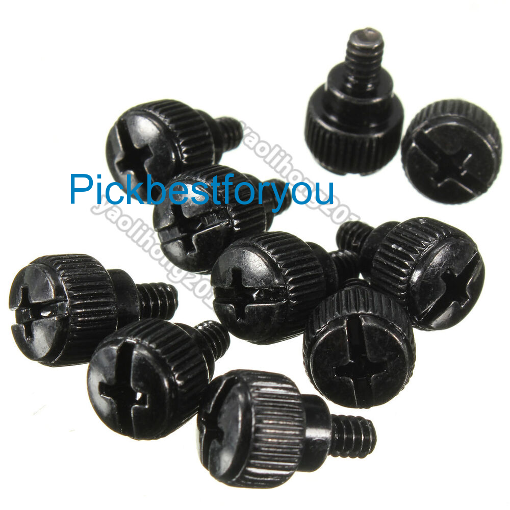 10pcs Computer Desktop PC Case Thumb Screws Black Metal Size 6/32 Thread #U18 YG