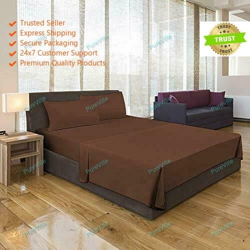 Bed Sheet Pillow Cover Brown 1800 Count Deep Pocket Microfiber Brown