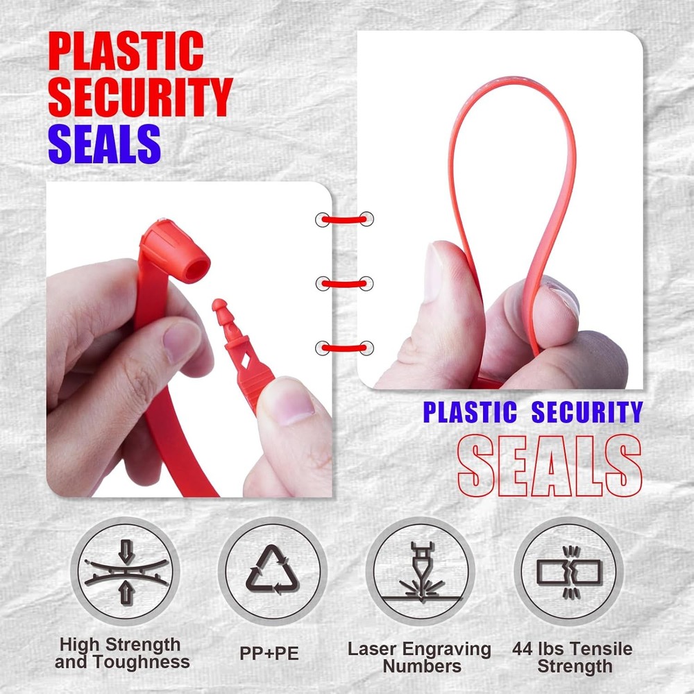 Heavy-Duty Red Numbered Plastic Trailer Security Seals (100-Pack)