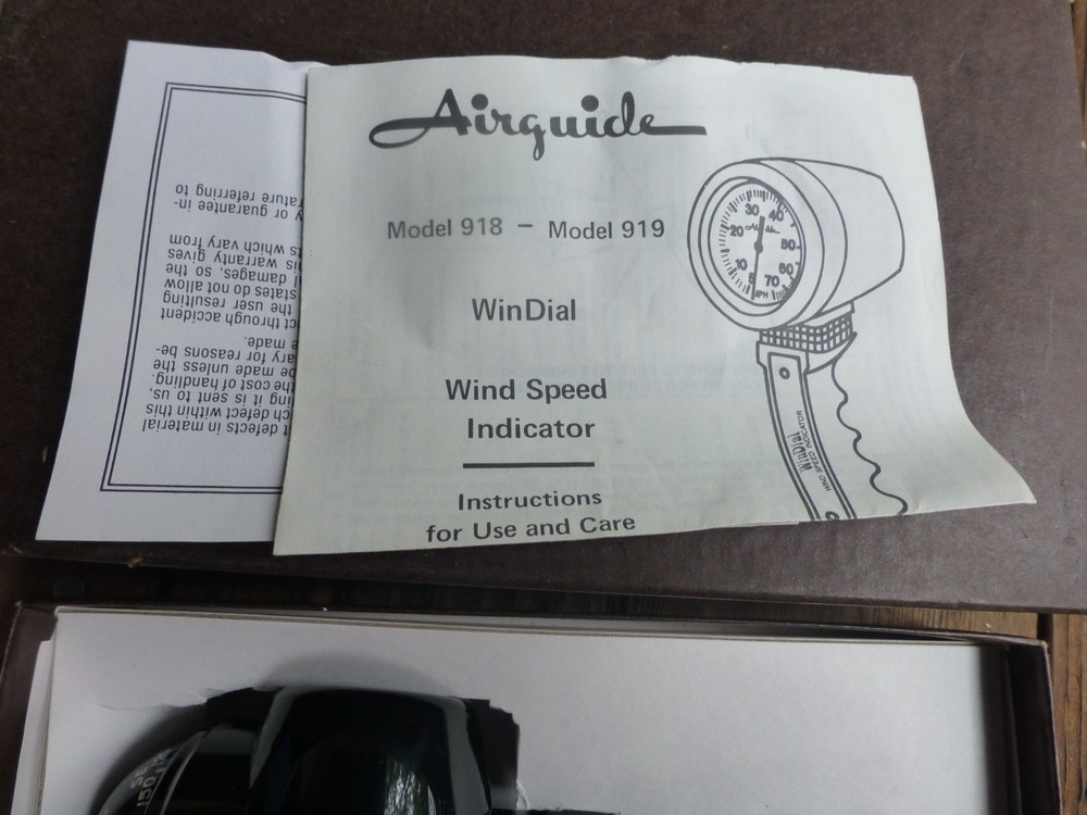 WinDial Wind Speed Indicator Airguide Model 918 Black Vintage Guage