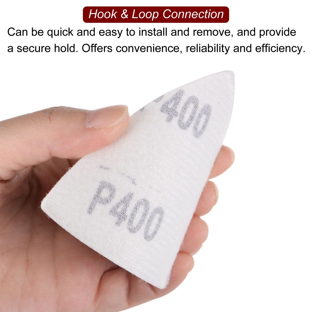 120pcs 400 Grits 80mm Aluminum Oxide Triangular Hook & Loop Sandpapers Pads