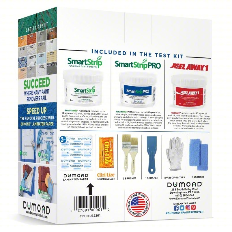 DUMOND DIY Complete Paint Stripper and Removal Test Kit Water, Paste, 1.5 gal