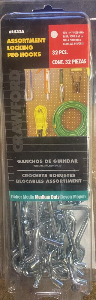 Assortment Locking Peg Hooks 32 pc. BRAND NEW