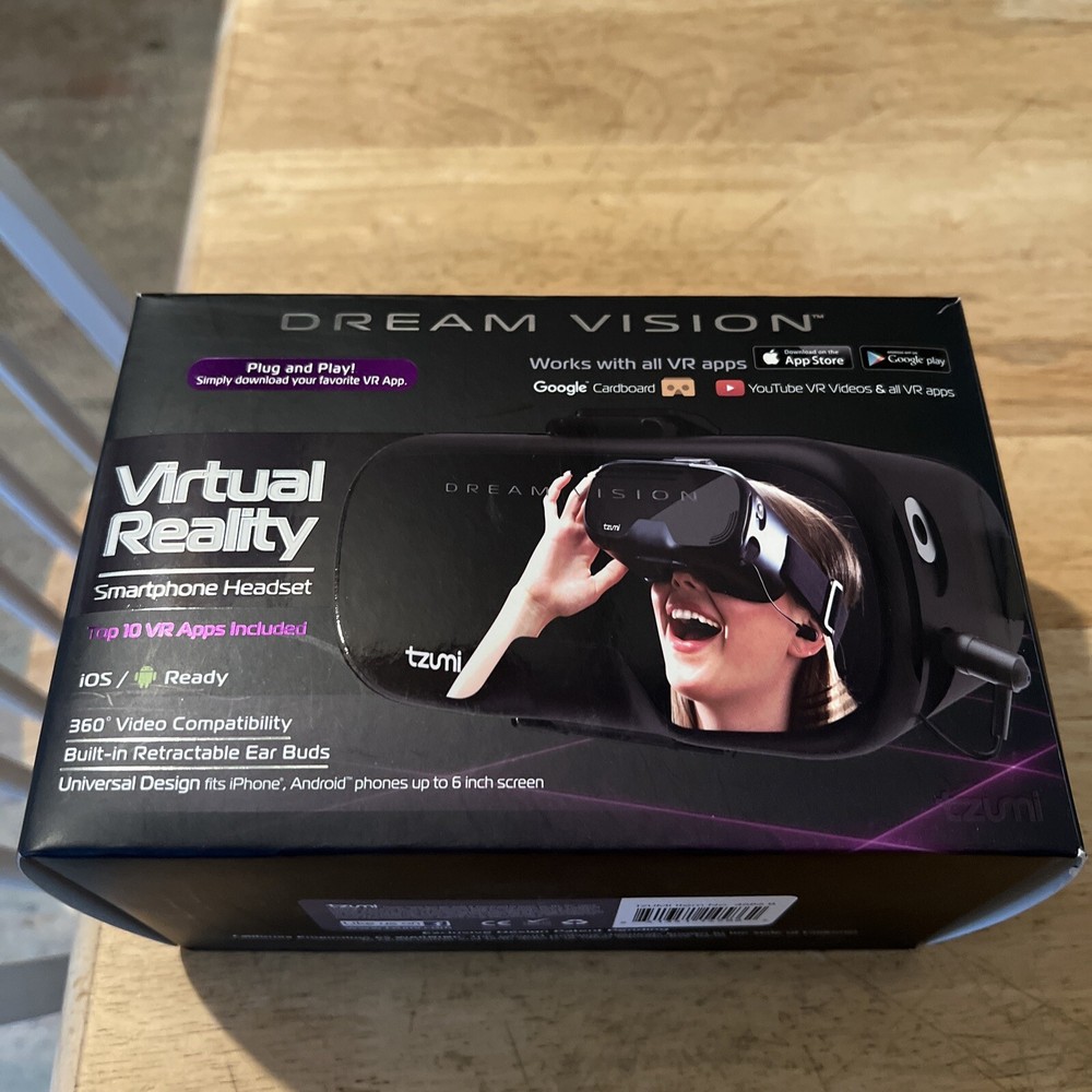 Dream Vision VR Virtual Reality 360 Smartphone Headset  iOS Android Black