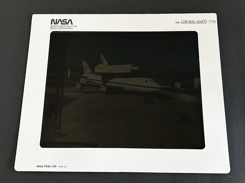 1983 NASA KSC Space Shuttle Discovery Aboard 747 Presentation Transparency