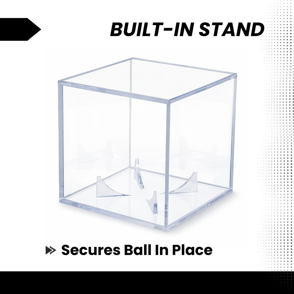 (100 Pack) UV-Protected Acrylic Baseball Display Case Cubes With Stand (Bulk)