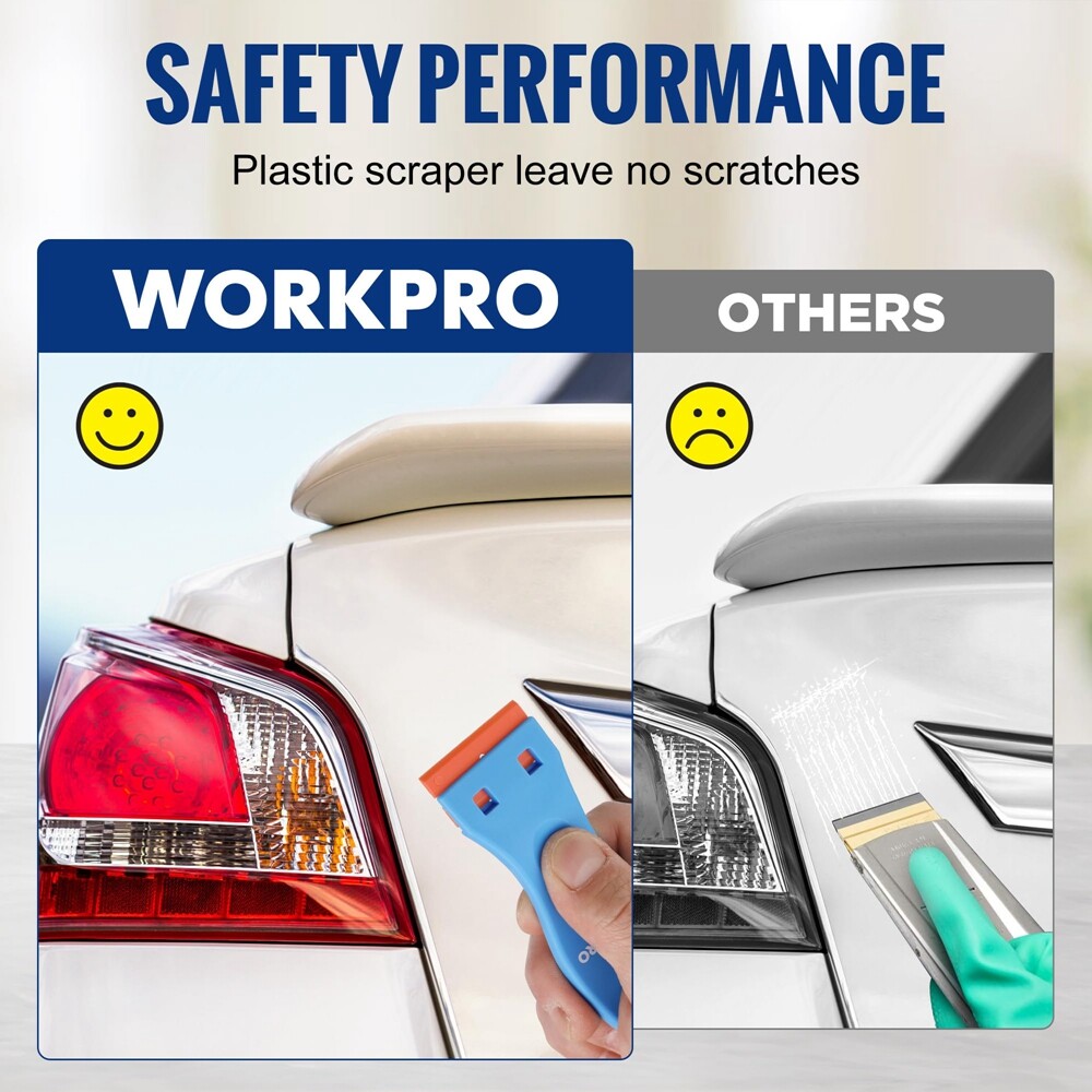 WORKPRO 200PC Double Edged Scraper Blade Plastic Razor Blade Sticker Removal Set