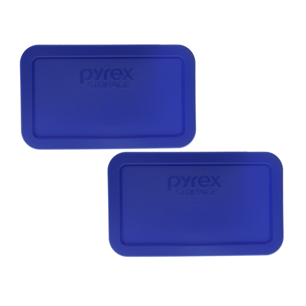 Pyrex 7214-PC Cadet Blue Rectangle Plastic Food Storage Replacement Lid (2-Pack)