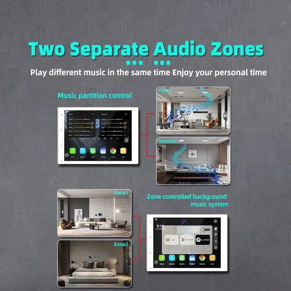 Smart Bluetooth Wall Amplifier Music Panel 8inch Touch Screen Stereo Home Audio
