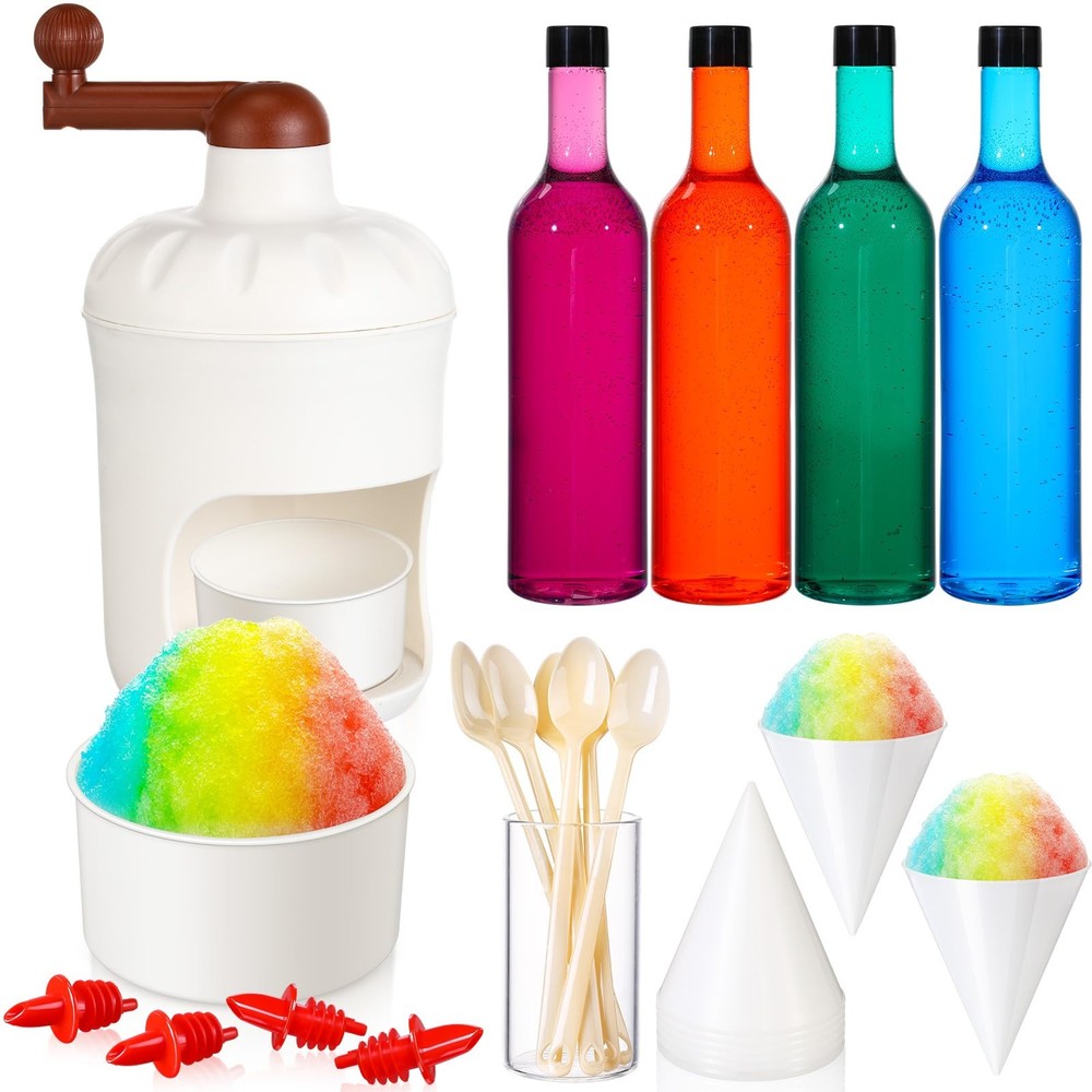 Manual Shaved Ice Maker Machine Kit for Home, 1 Snow Cone Machine 6 Reusable ...