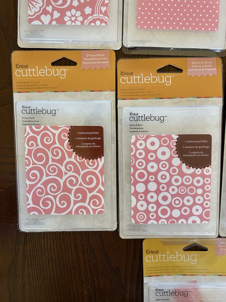 Lot 8 CUTTLEBUG Embossing Folder Sets Floral Dot Swirl Ann Griffin
