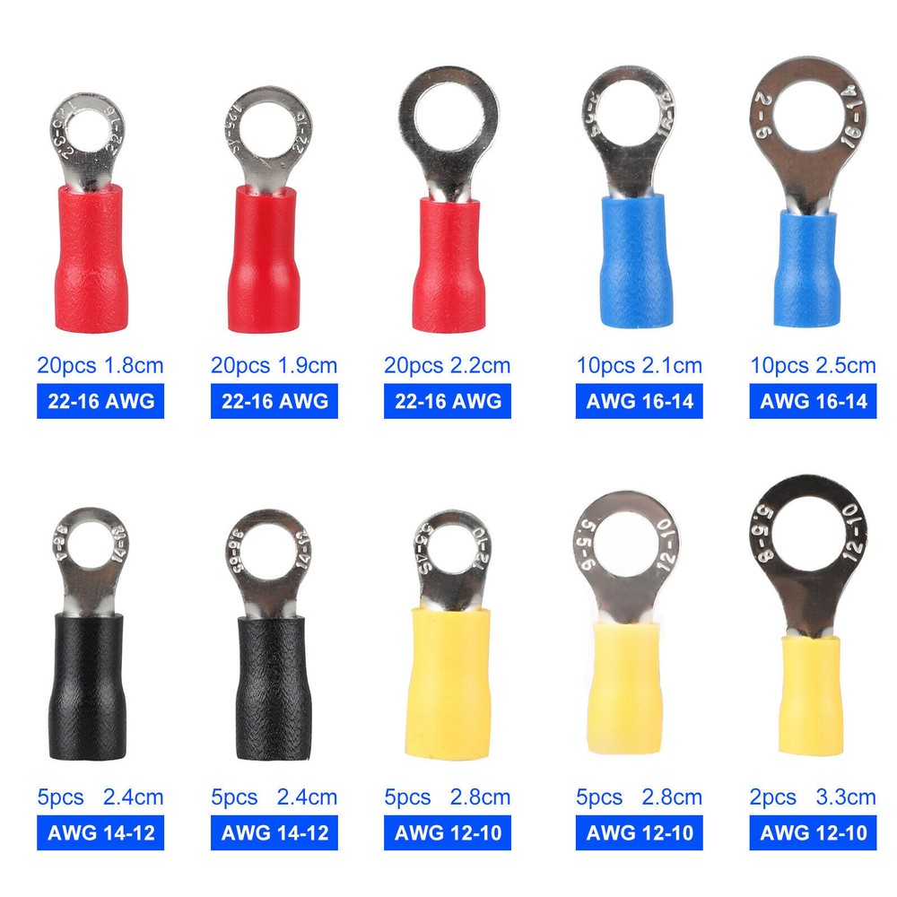 102PCS Insulated Electrical Wire Splice Terminal Spade/Crimp/Ring Connector Kit