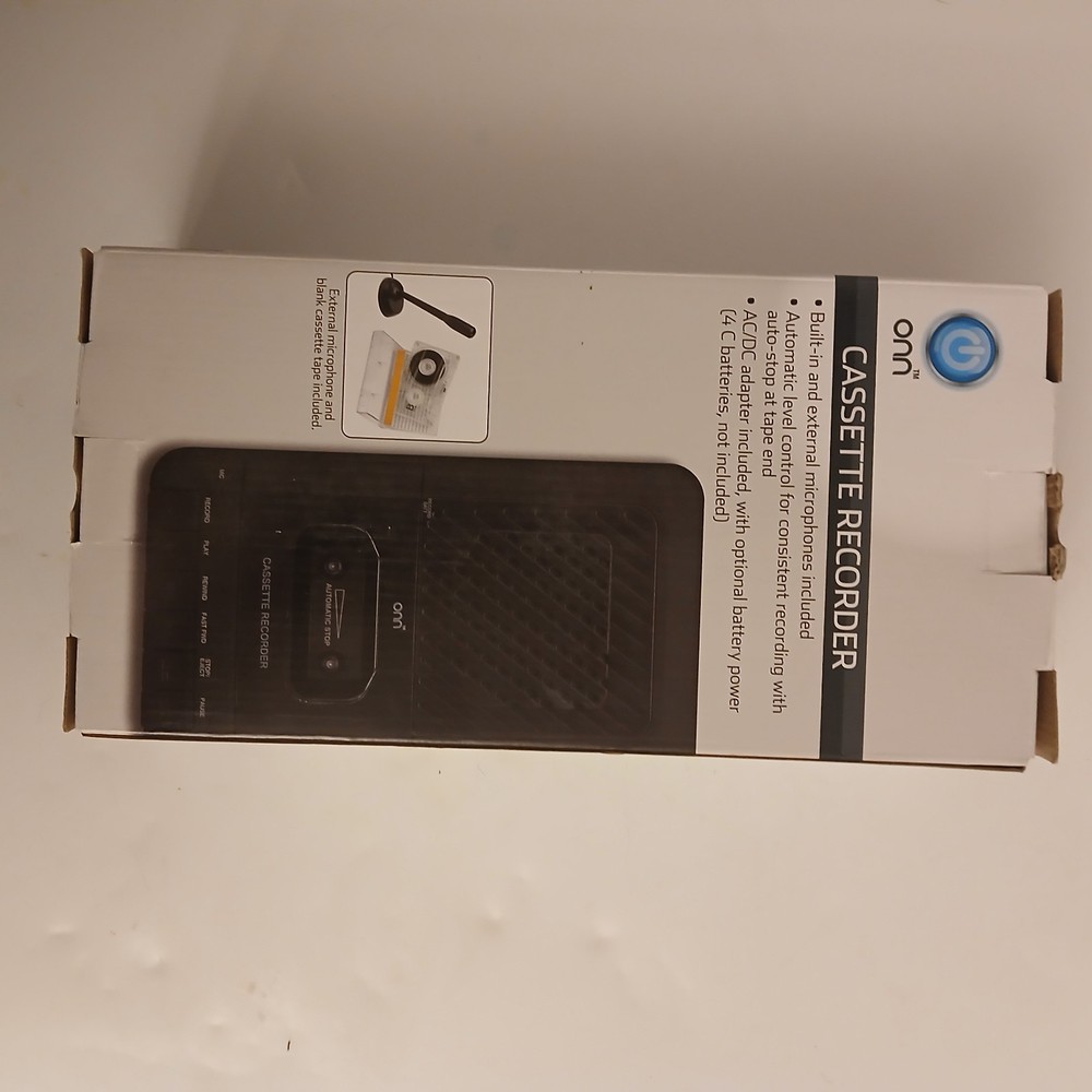 ONN Cassette Recorder W/ External Microphone & One-Touch Recording