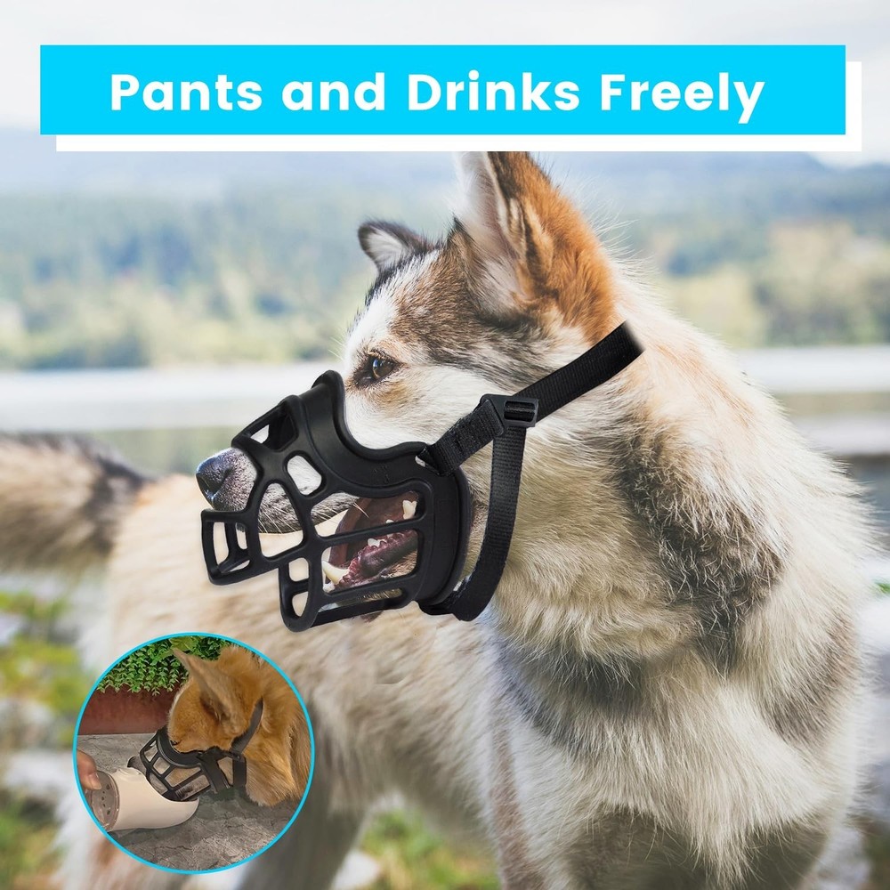 Basket Muzzle Allows Panting Drinking - Anti Biting Chewing, Sturdy Lightweig...