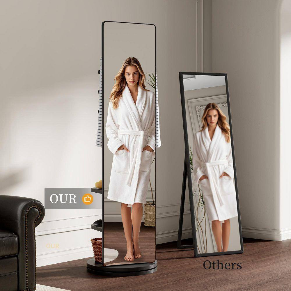 360° Rotating 18 In. W X 66 In. H Rectangular Framed Bathroom Vanity Mirror in B
