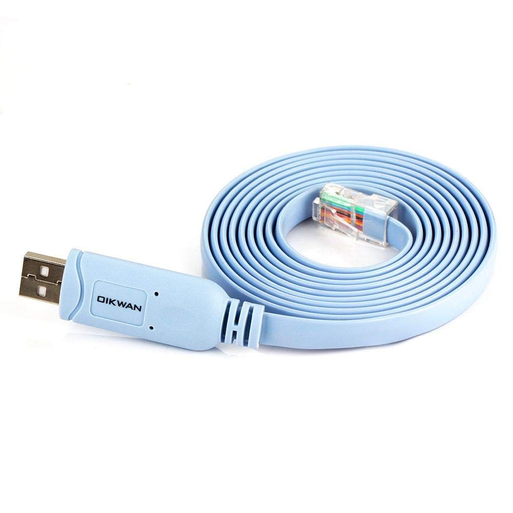 USB to RJ45 Console Cable 2pack, Essential Tool for Cisco, 6 ft 2 Pack, Blue