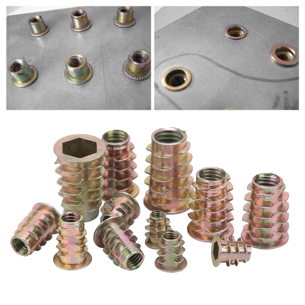 100Pcs Hex Socket Drive Insert Nuts Set Thread Screw Fasteners M4/M5/M6/M8/M10