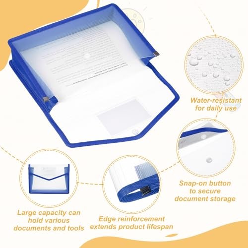 Plastic Expanding File Folders, 2 Pack File Folder Envelopes Letter B5 Blue