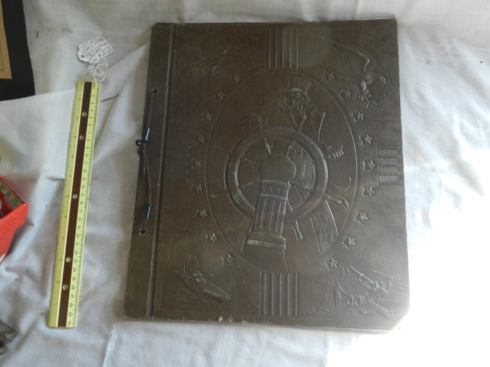 Vintage WW2 Era Scrapbook, Uncle Sam, Plane, Eagle, Ship, Cannon