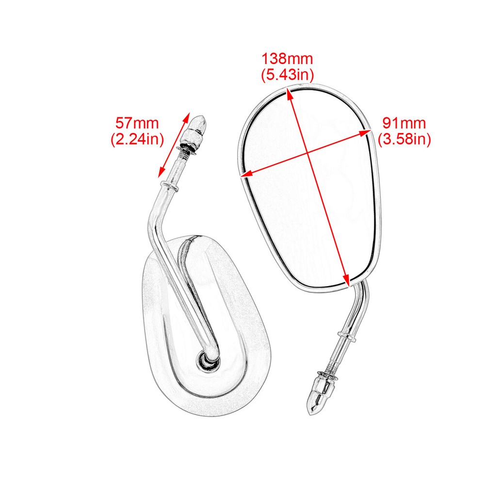 Universal Chrome 8mm Rear Side View Mirror For Harley Touring Road Electra Glide