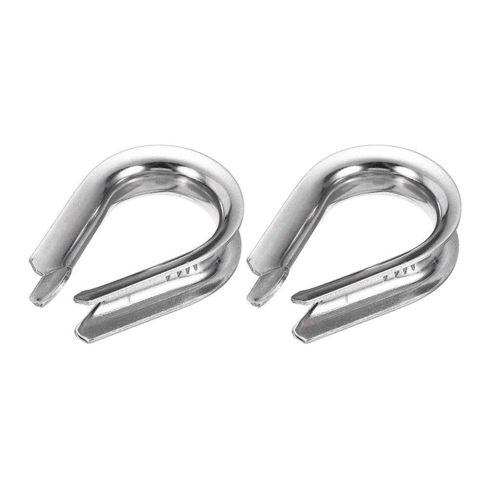 2Pcs 9/16" M14 Stainless Steel Thimble Wire Rope Cable Thimbles Rigging Silver